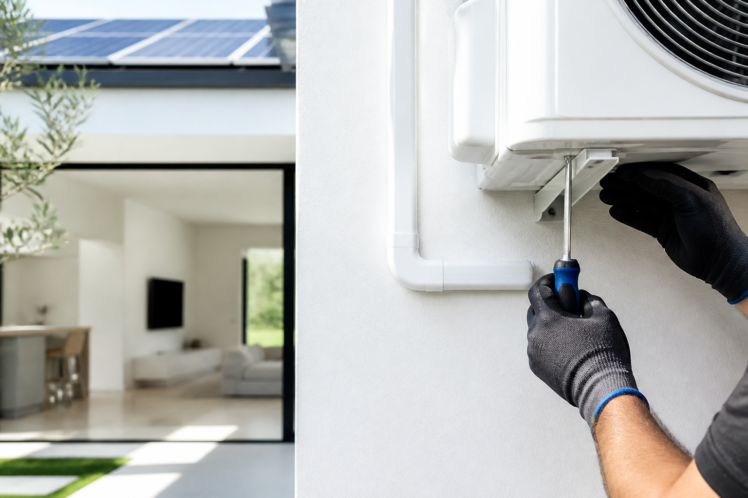Finition propre sur une installation de climatisation résidentielle