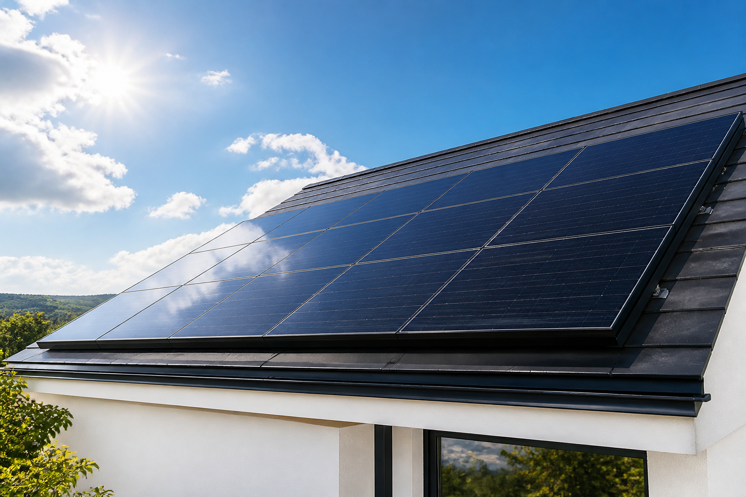 Panneaux solaires sur toiture moderne